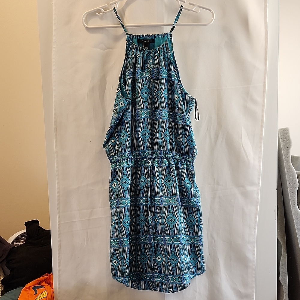 Forever 21 Teal Patterned Mini Dress